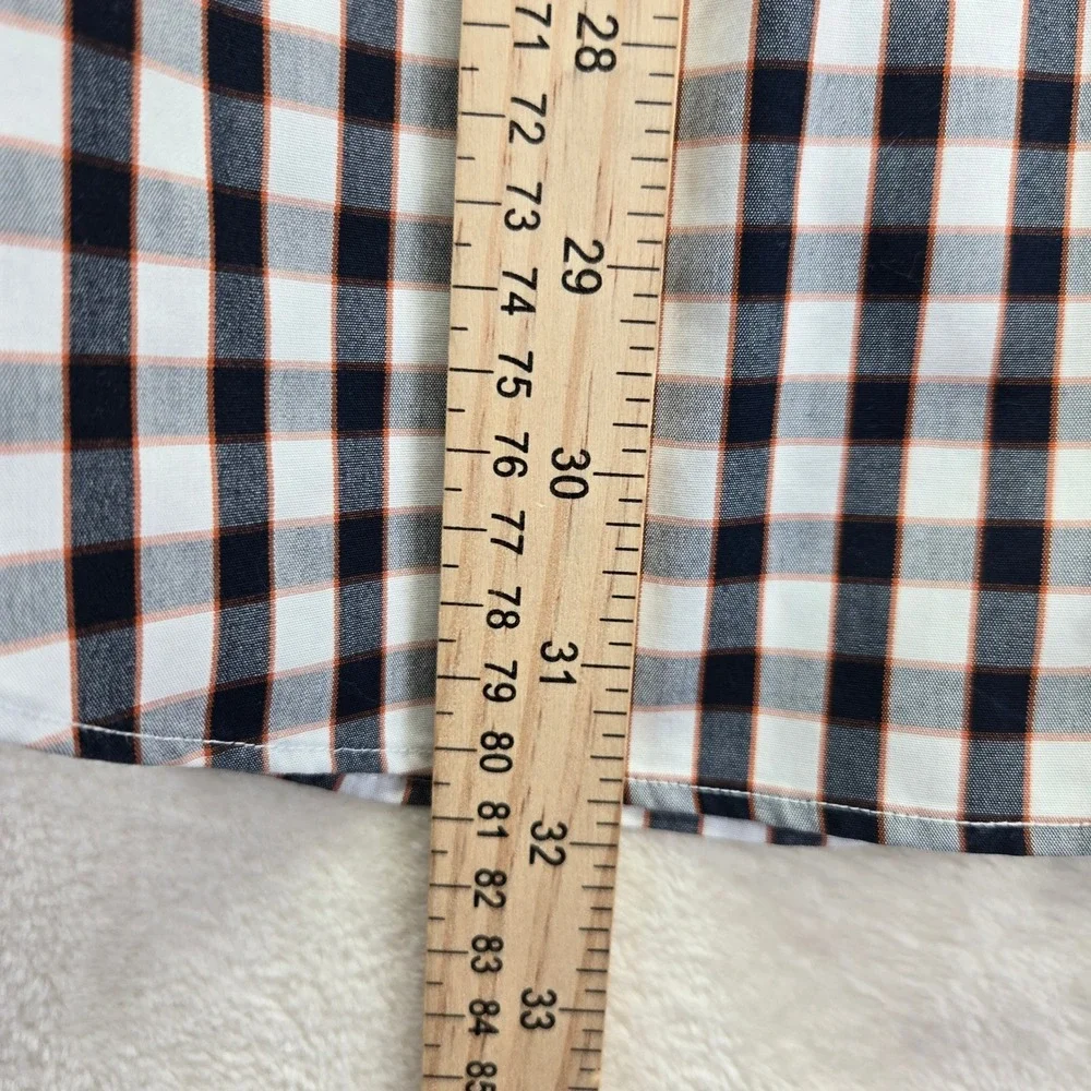 Banana Republic Mens Tailored Slim Fit Non-Iron Gingham Shirt Large Navy‎ Orange